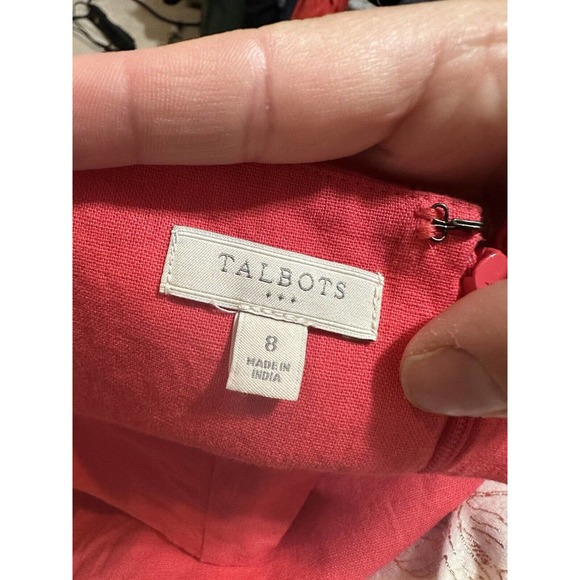 Talbots Size 8 Sleeveless Circled Lace Midi Dress Linen Blended Lined Women E31 - Picture 4 of 9